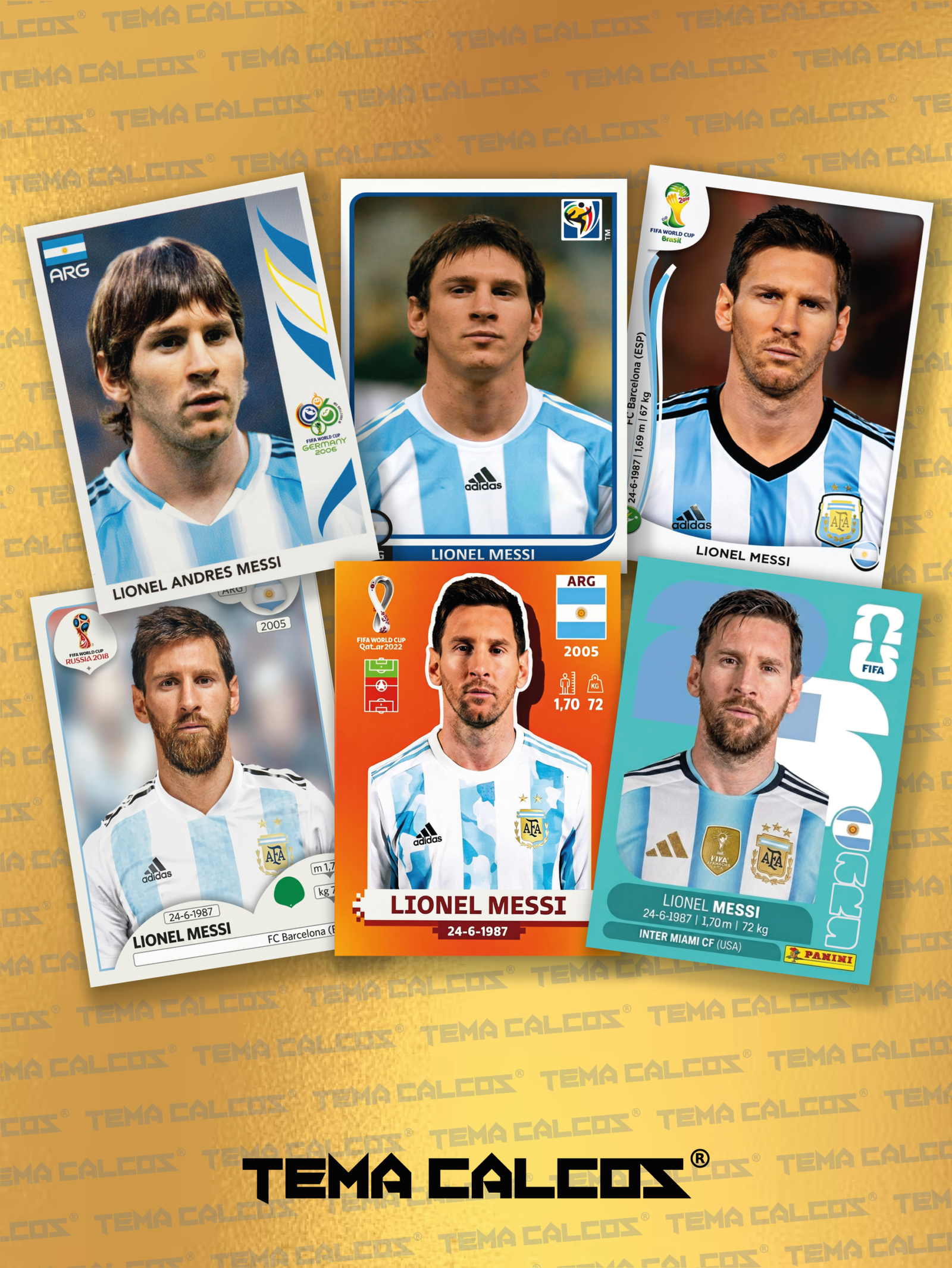 COLECCION MESSI FIGURITAS 6 MUNDIALES (NUEVO)